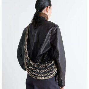 Lemaire Net Croissant Shoulder Bag Black Minimal Designer Hobo